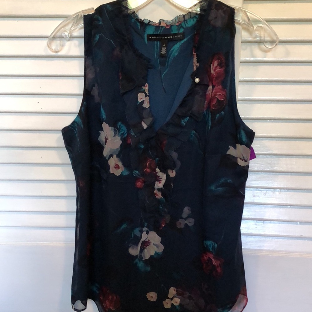 WHBM floral sleeveless blouse